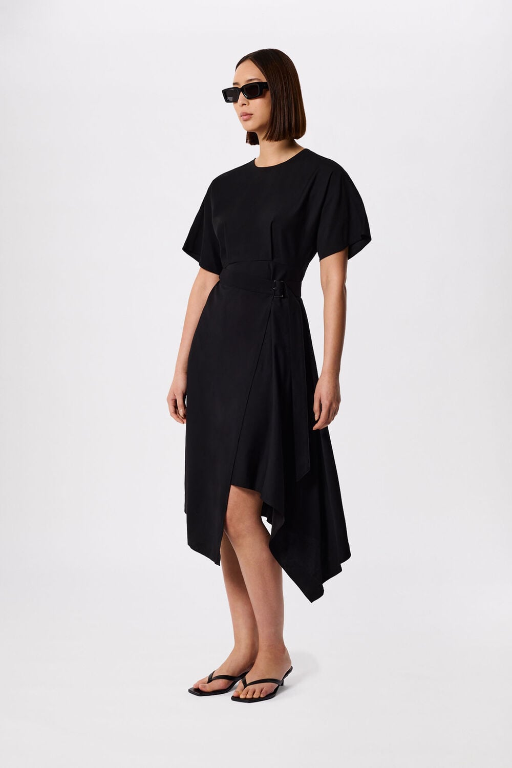 Black Asymmetric Open Back Dress