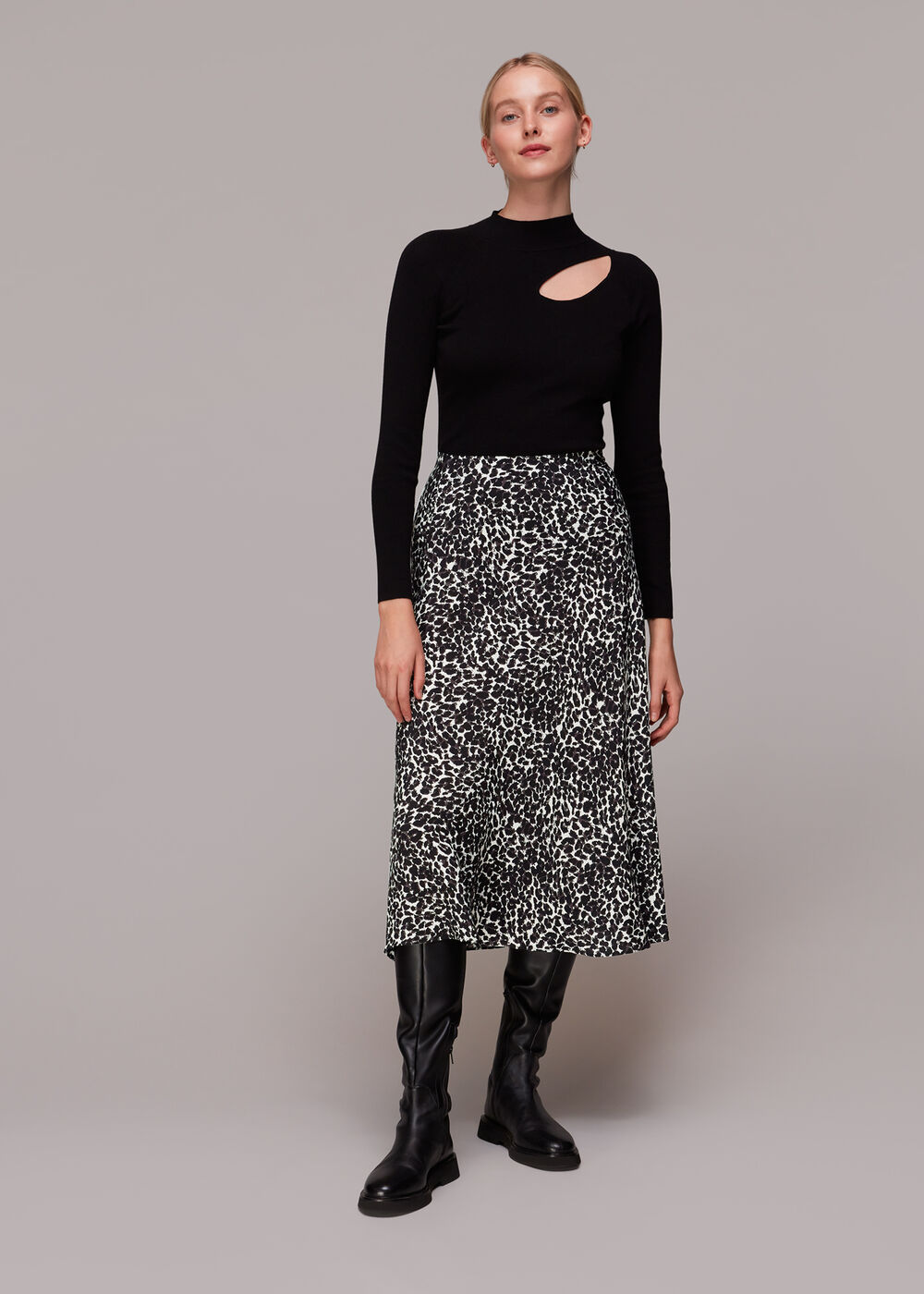 Shadow Leopard Bias Cut Skirt
