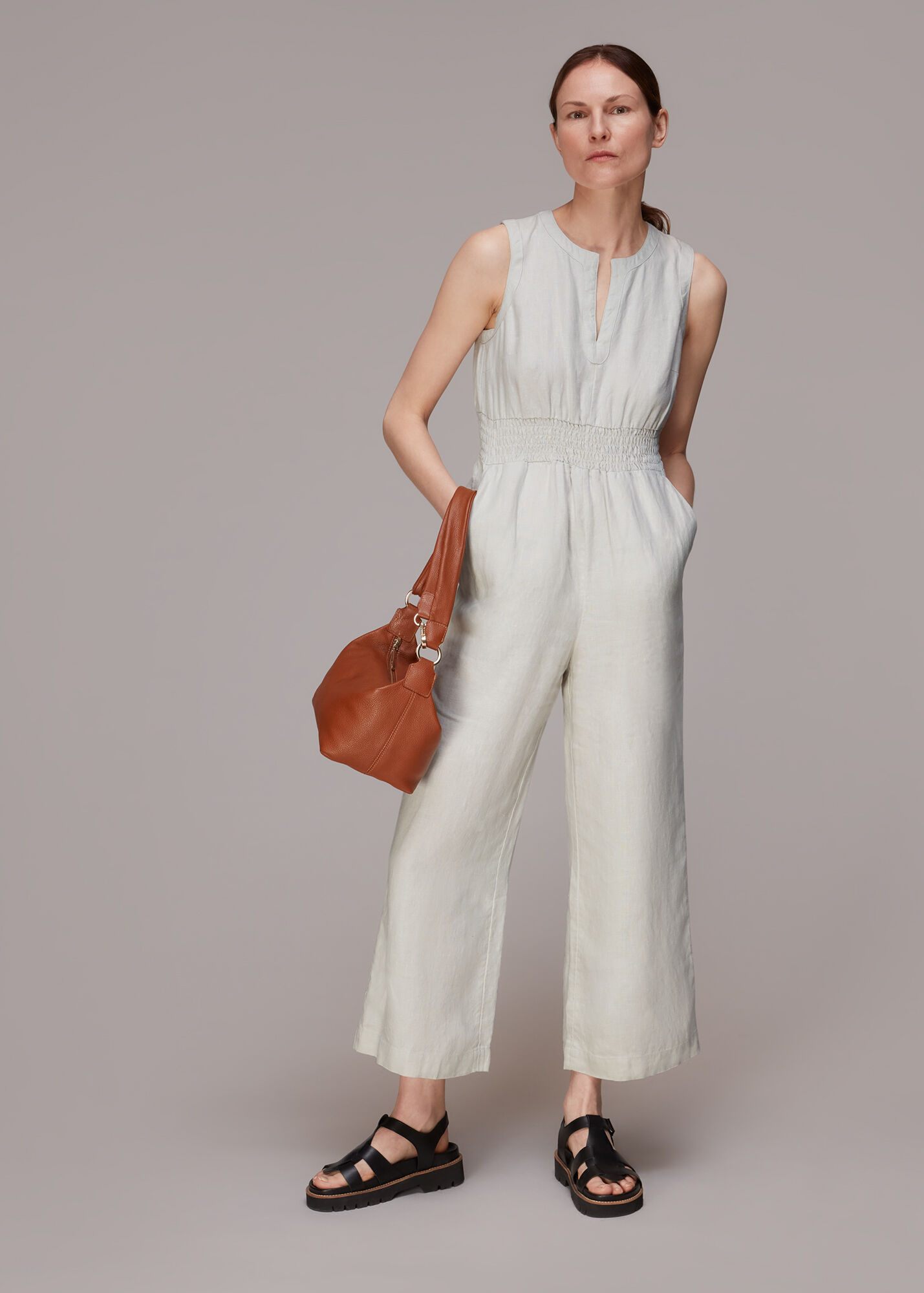 Stone Melanie Linen Jumpsuit WHISTLES