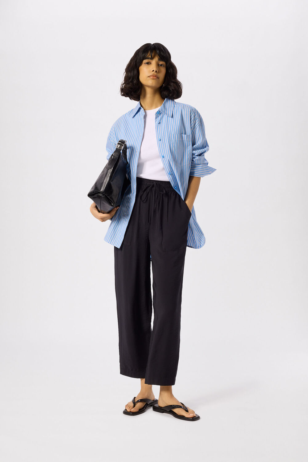 Black Petite Tie Waist Trouser