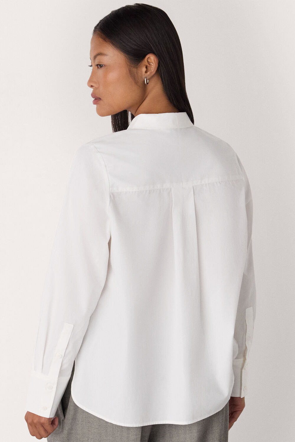 White Petite Boxy Cotton Shirt