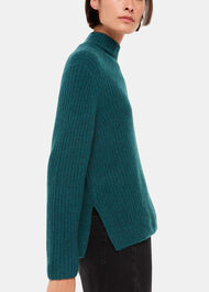 Wool Mix Rib Funnel Neck