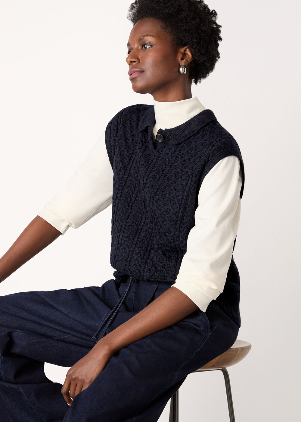 Wool Cable Detail Knit Tank