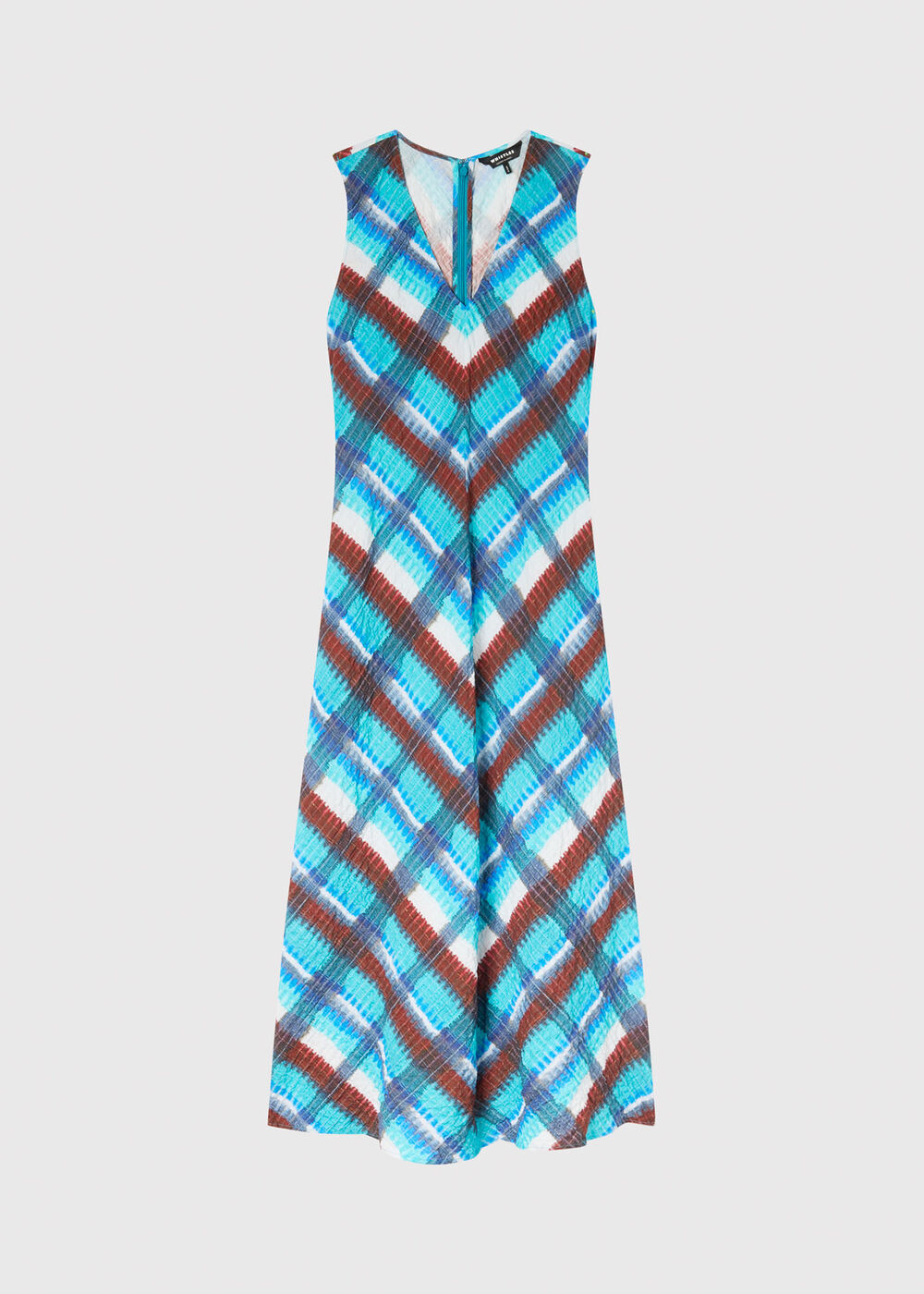 Petite Checked V Neck Textured Dress