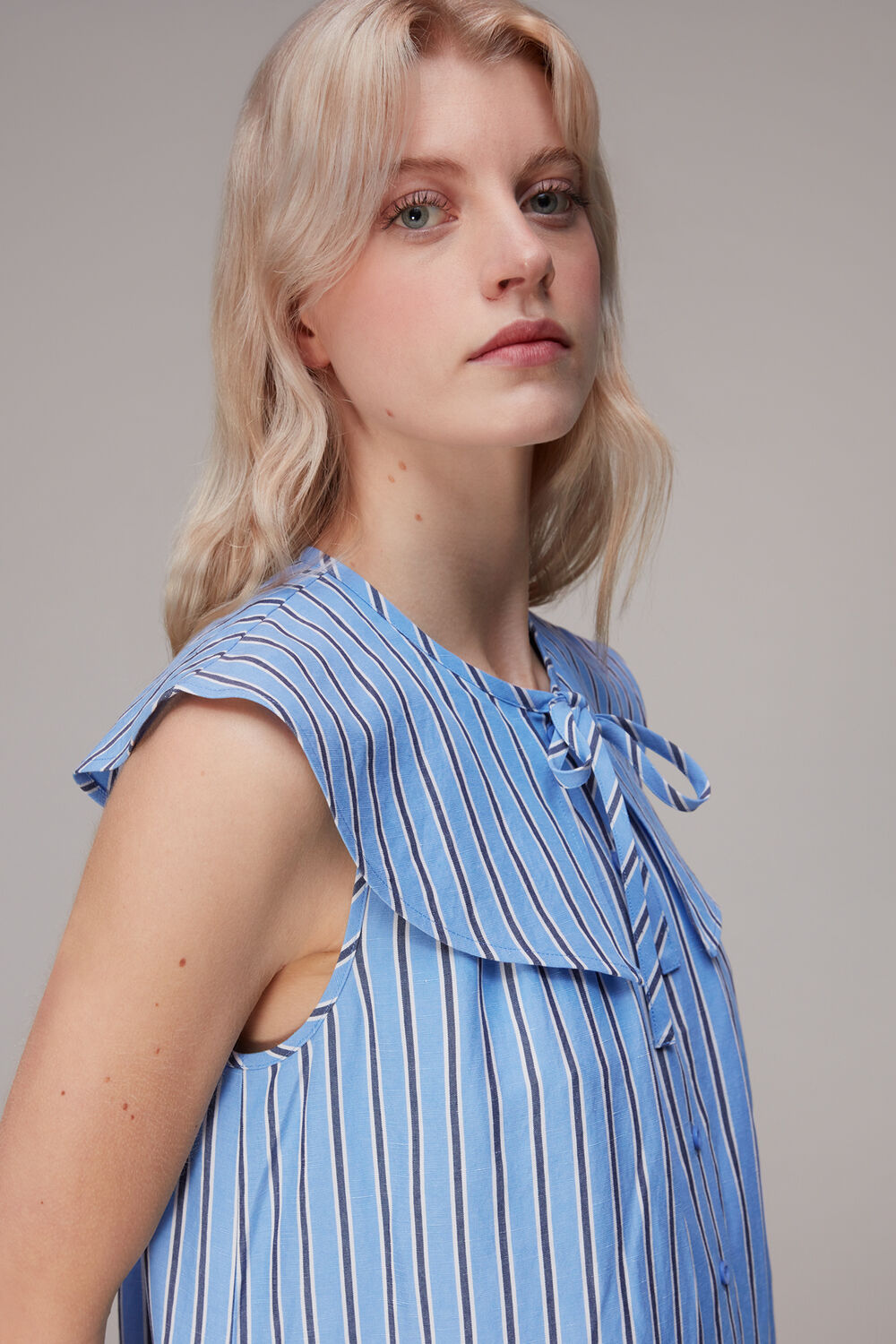 Stripe Collar Trapeze Dress