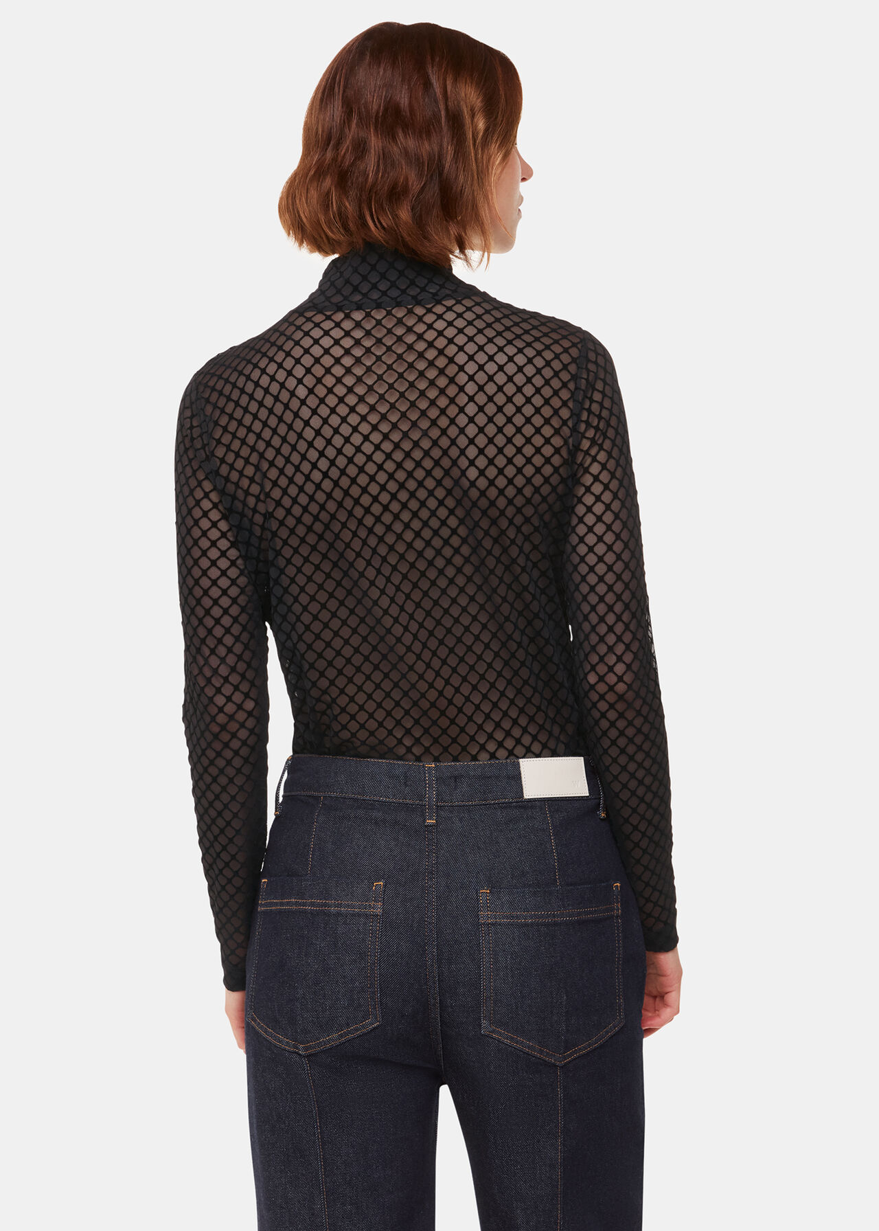 Checked Flocked Mesh Top