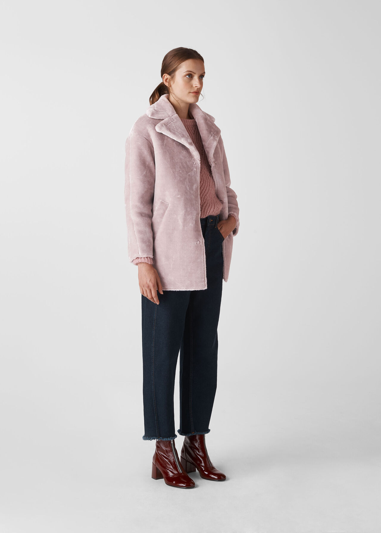 Lilac Faux Fur Cocoon Coat | WHISTLES | Whistles UK