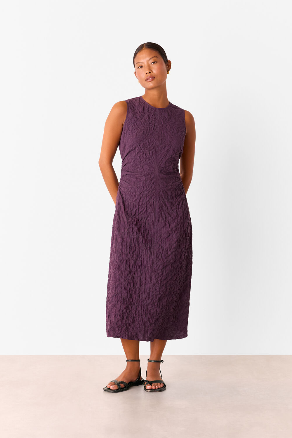 Plum Petite Lori Textured Midi Dress