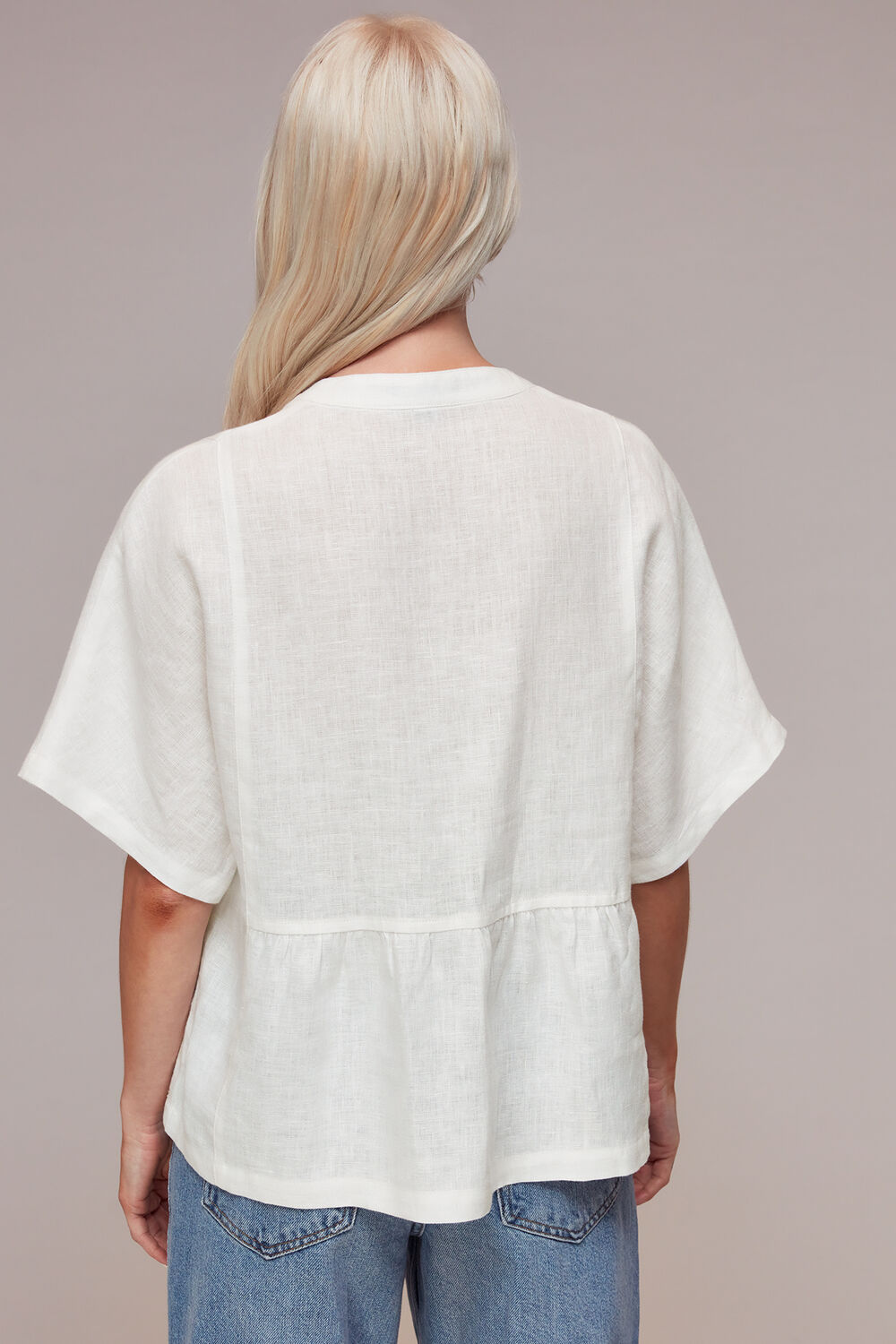 Petite Hannah Linen Peplum Blouse