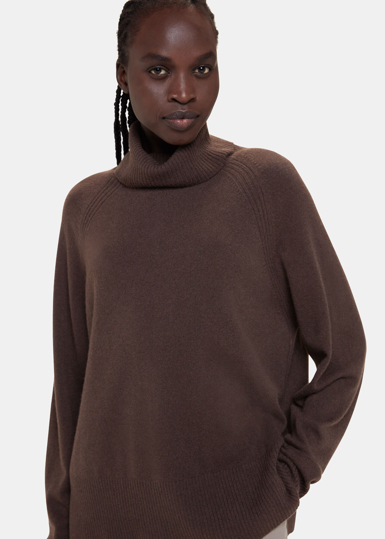 Brown Cashmere Roll Neck Jumper, Whistles