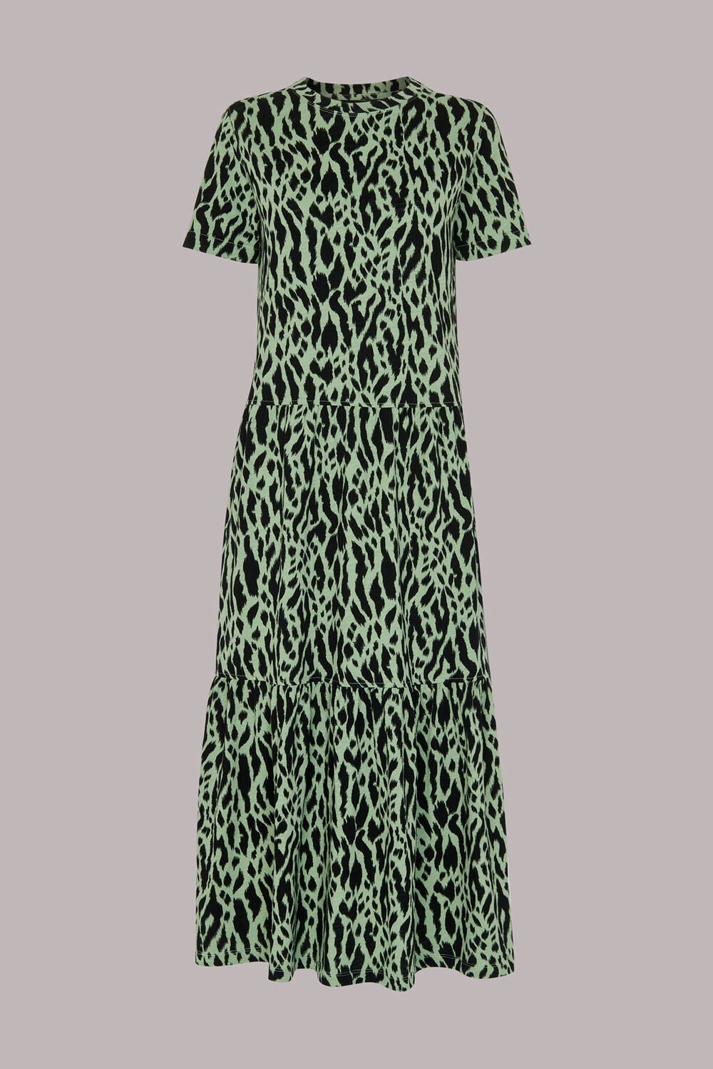 Green Zebra Tiered Jersey Dress