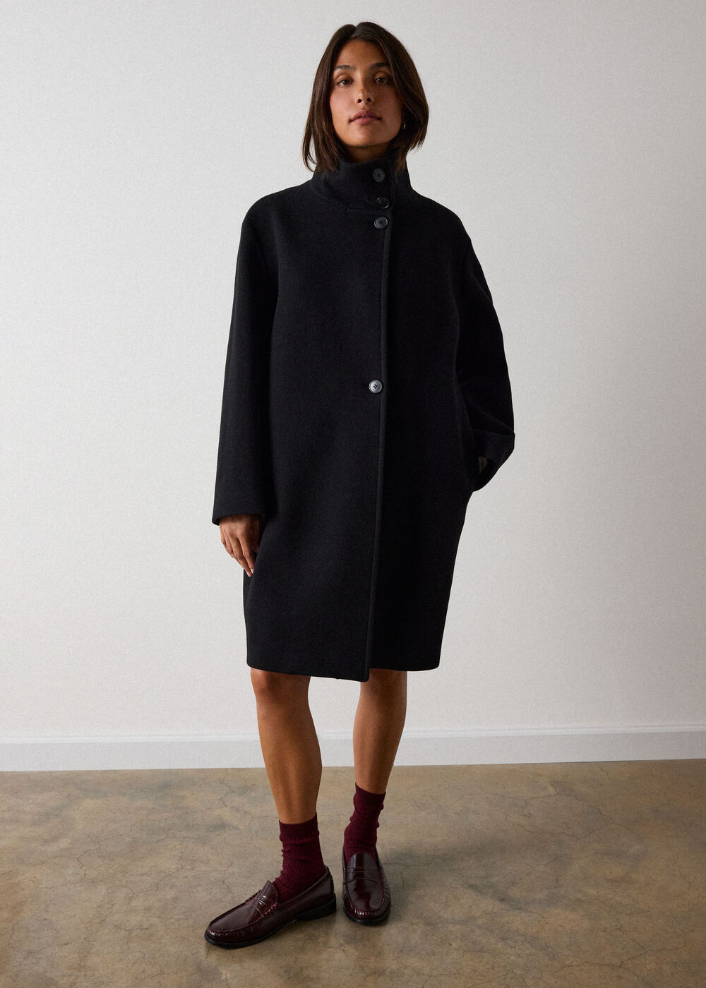 Funnel Neck Cocoon Coat