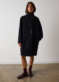 Funnel Neck Cocoon Coat