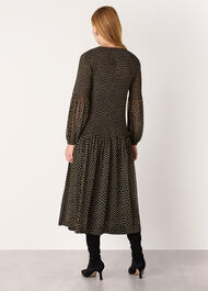 Spot Print Plisse Midi Dress