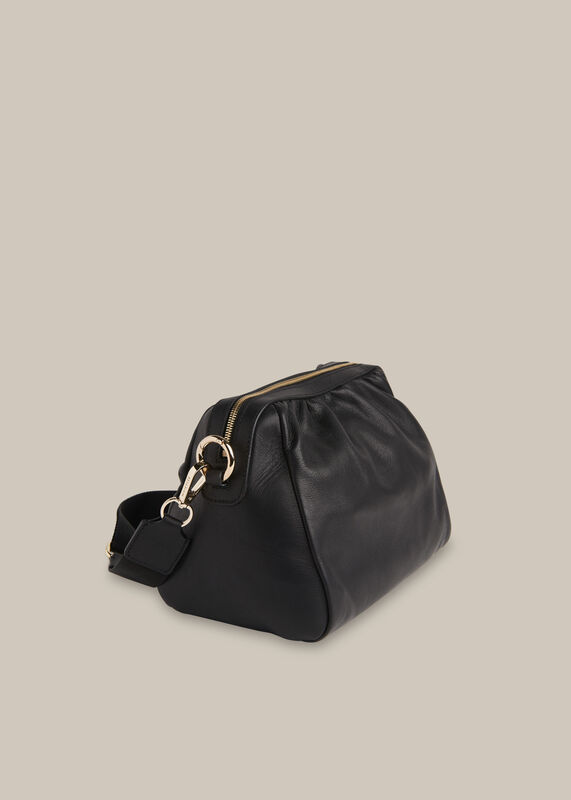 Black Leonie Gathered Shoulder Bag