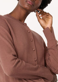 Fine Gauge Crew Neck Cardigan