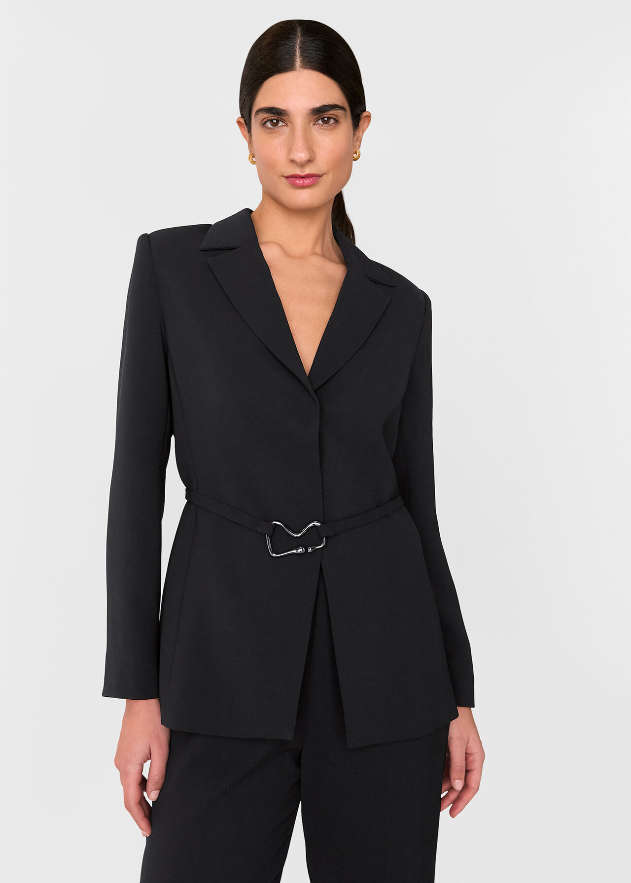 Black Corinna Belted Crepe Coord