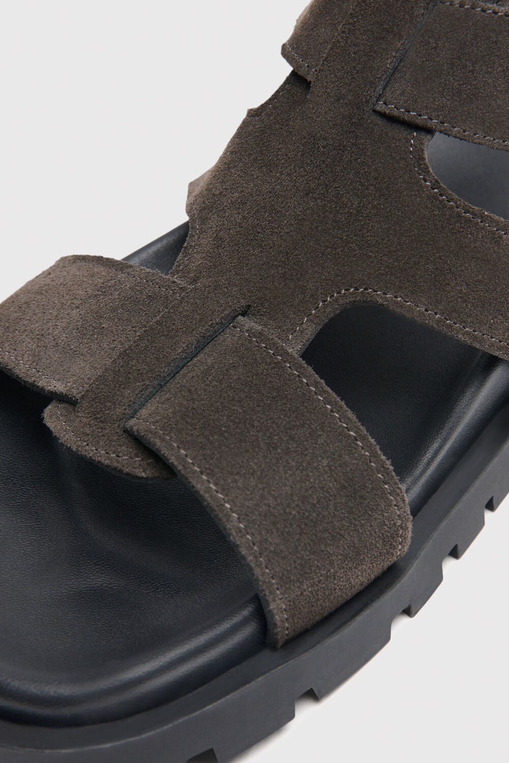 Grey Freya Fisherman Suede Sandal