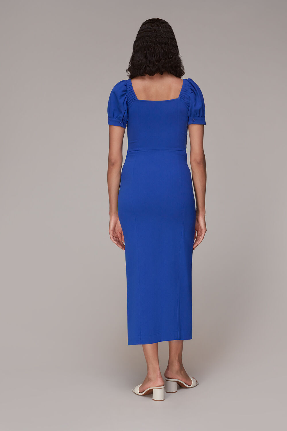 Blue Amber Textured Midi Dress