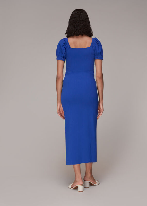 Blue Amber Textured Midi Dress
