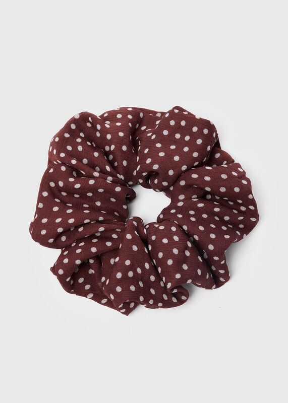 Brown Polka Dot Scrunchie
