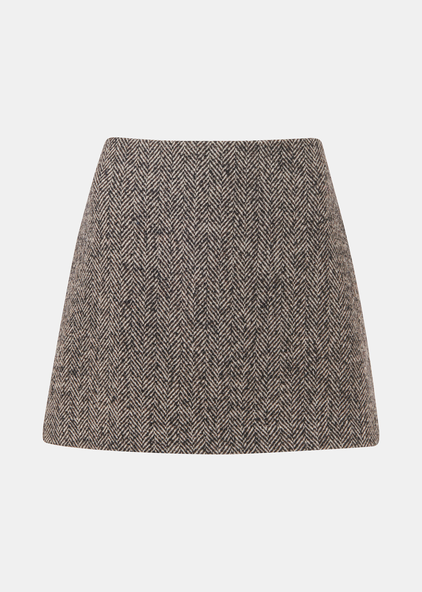 Brown/Multi Herringbone Wool Mini Skirt | WHISTLES | Whistles US |