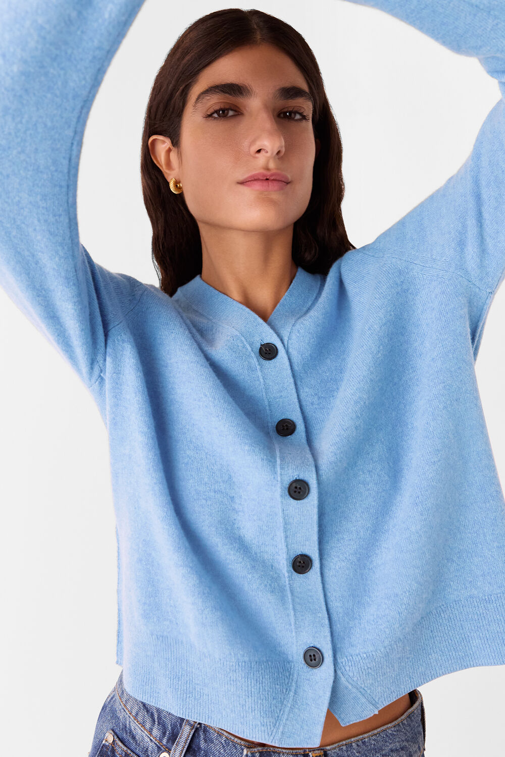 Button Front V Neck Cardigan