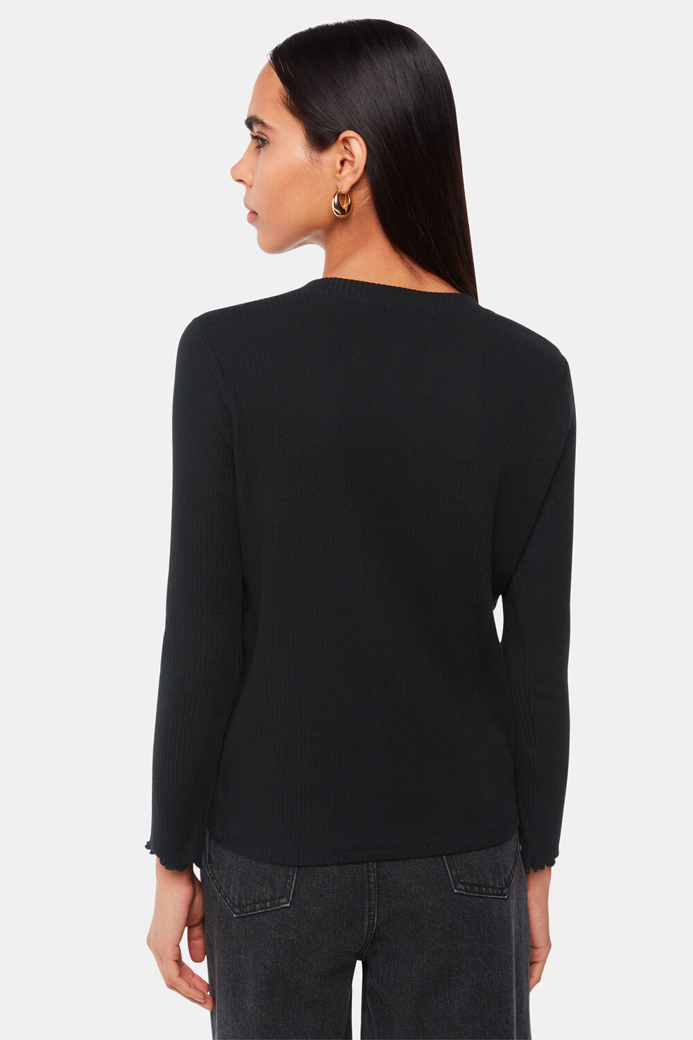 Ribbed Jersey Button Top