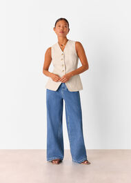 Petite Linen Stripe Waistcoat