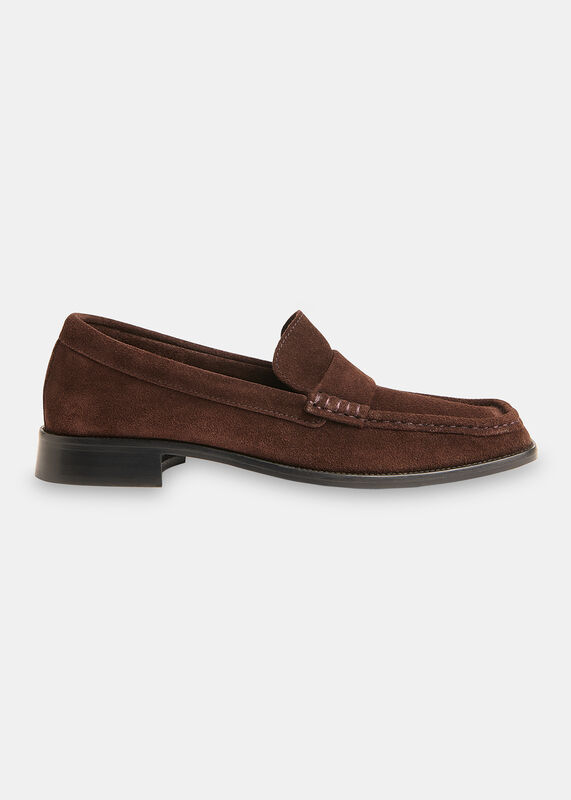 Chocolate Mora Suede Square Toe Loafer