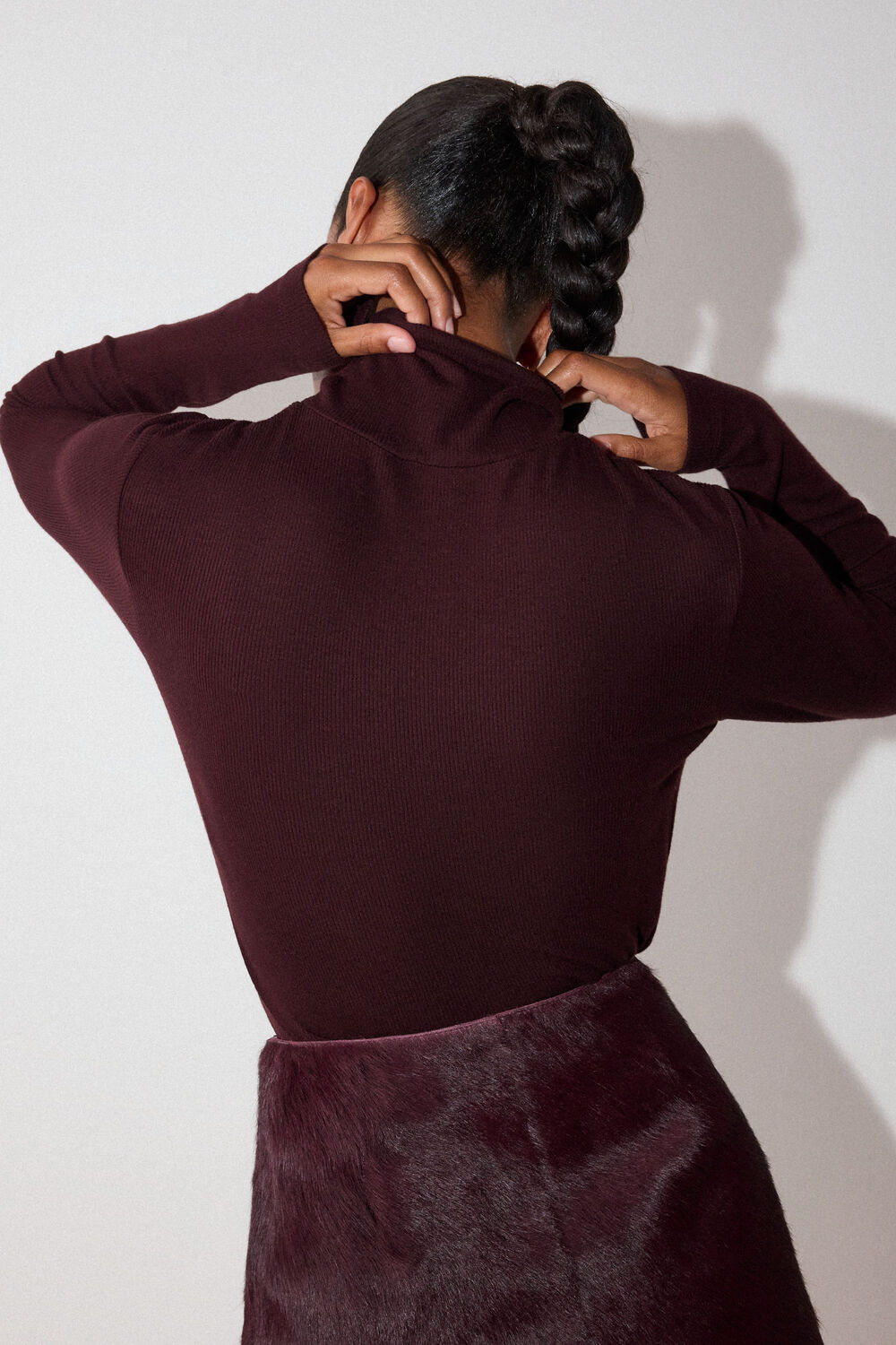 Burgundy Essential Ribbed Turtleneck