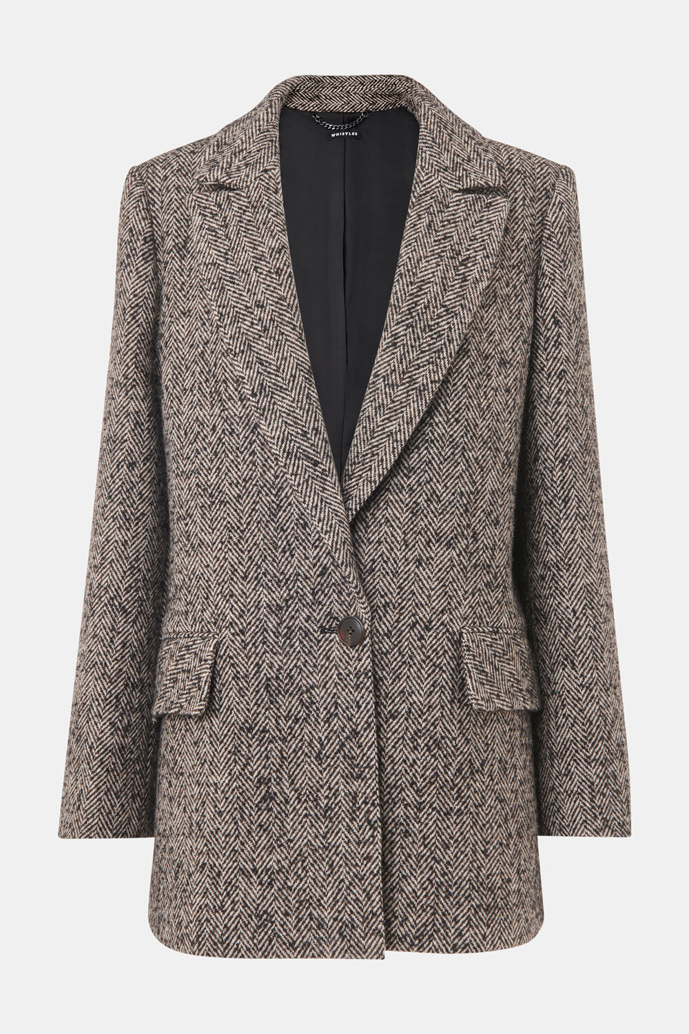 Brown Noa Herringbone Short Coat