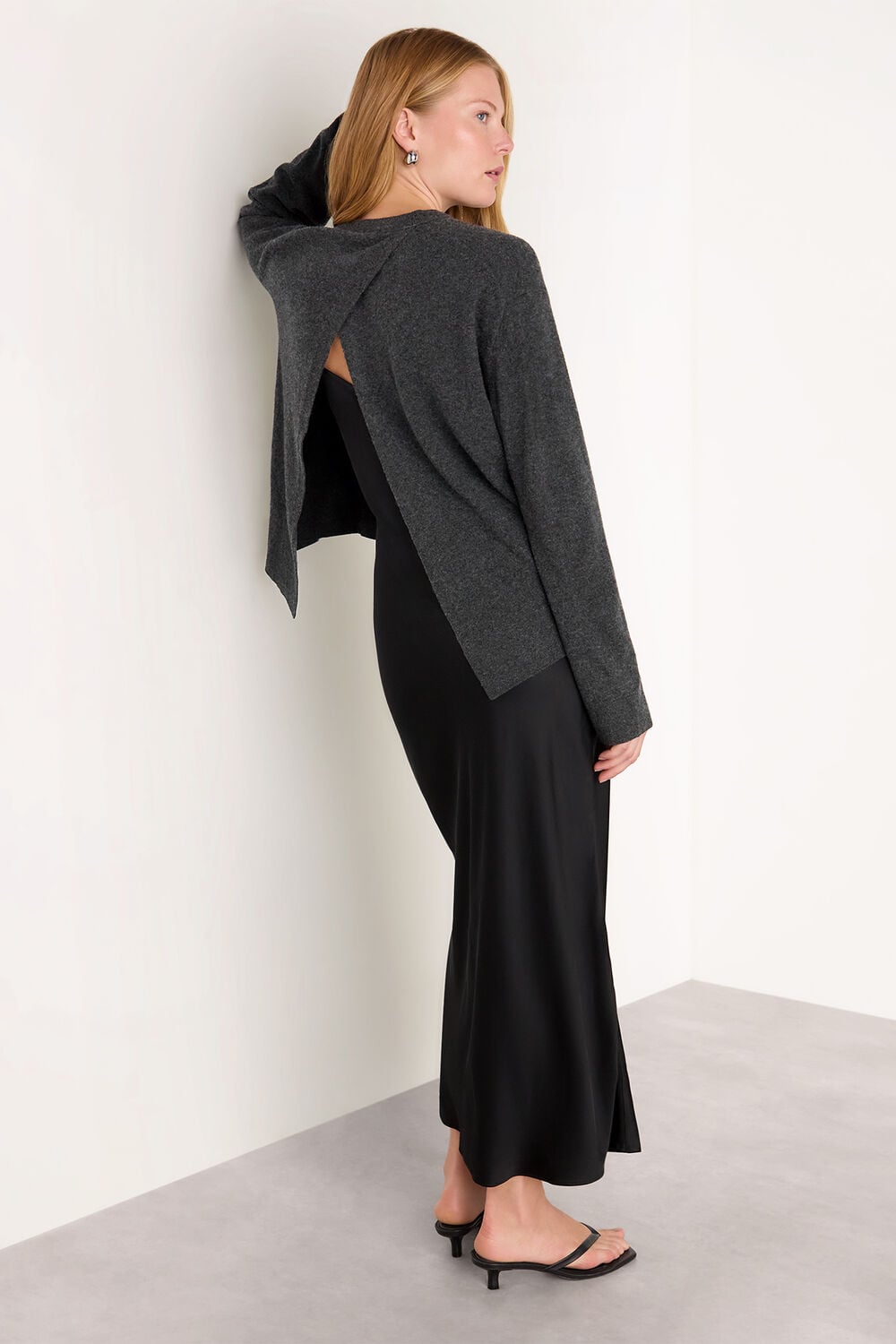 Black 2 In 1 Satin Midi Dress