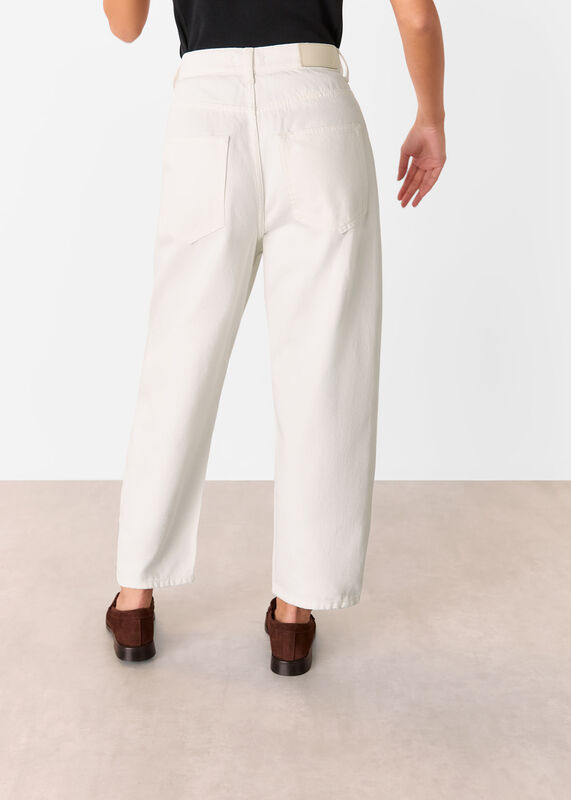White Petite Authentic Barrel Leg Jean