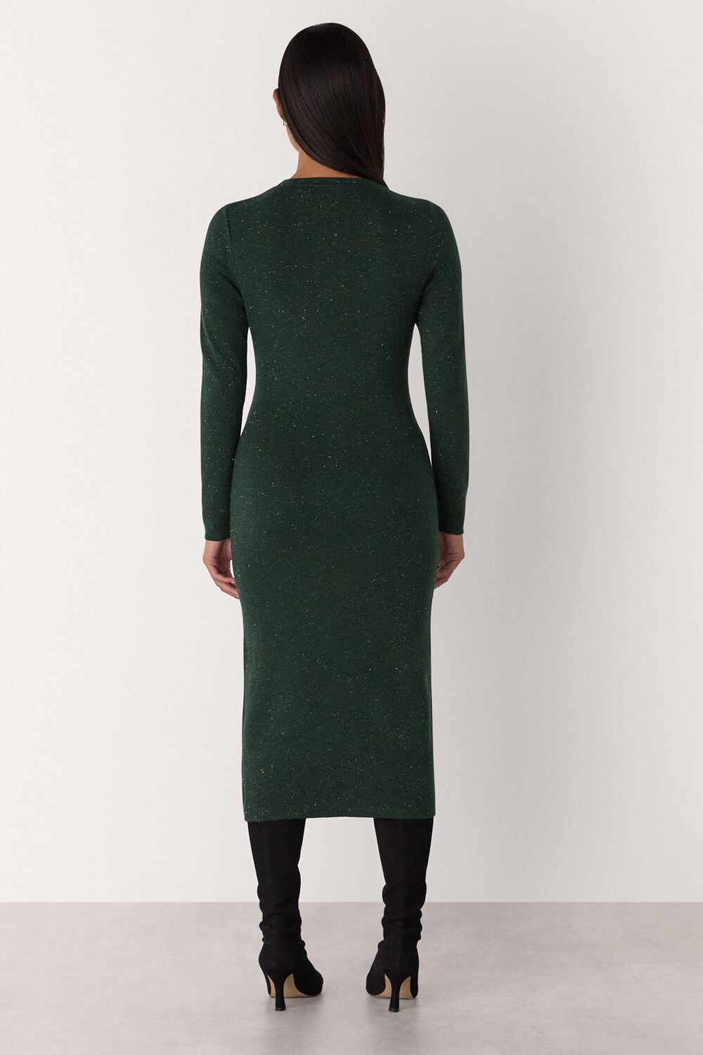 Dark Green Petite Annie Sparkle Sweater Dress