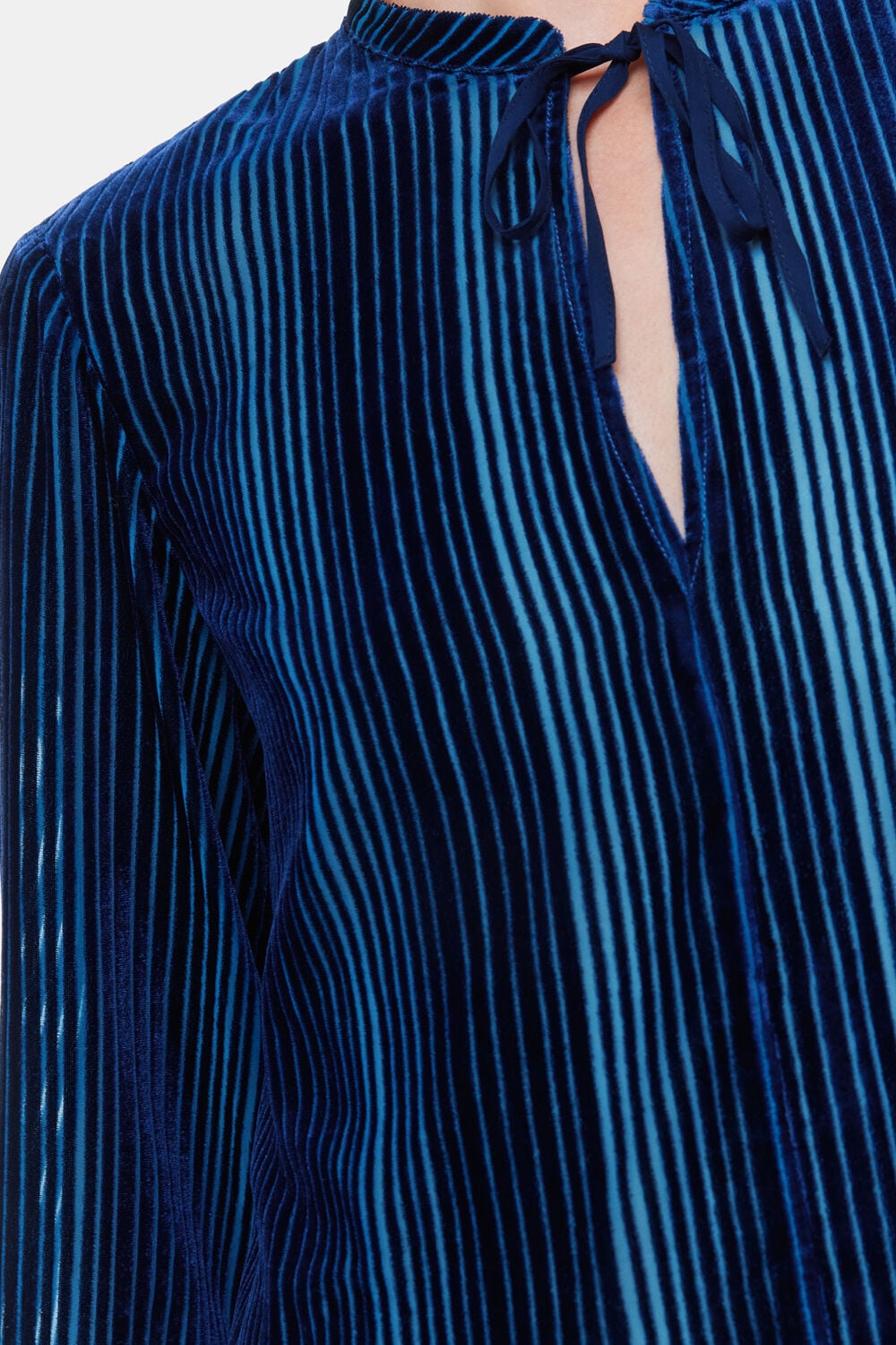 Devore Stripe Velvet Blouse