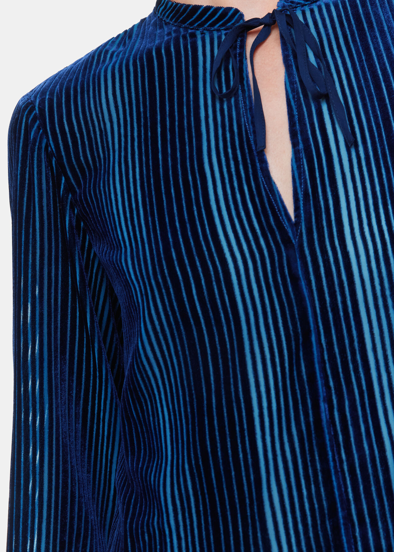 Devore Stripe Velvet Blouse