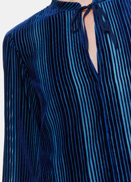 Devore Stripe Velvet Blouse
