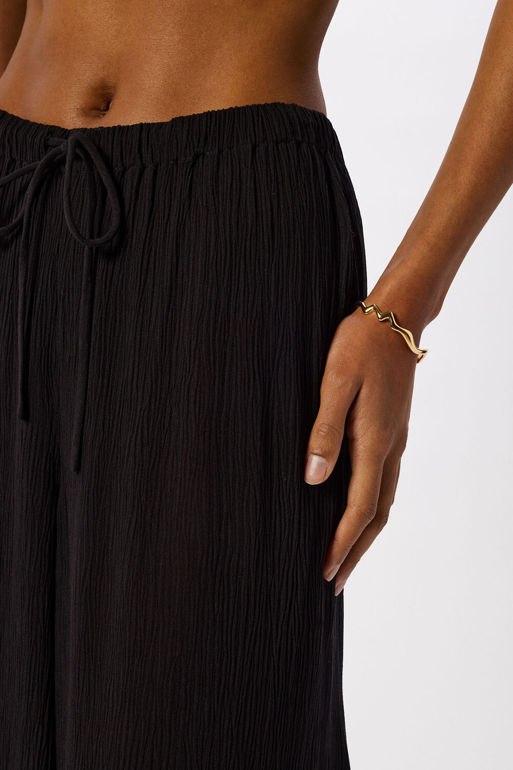 Black Beach Tie Front Trouser