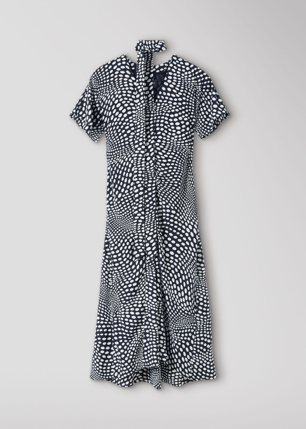 Mixed Spot V Neck Midi Dress