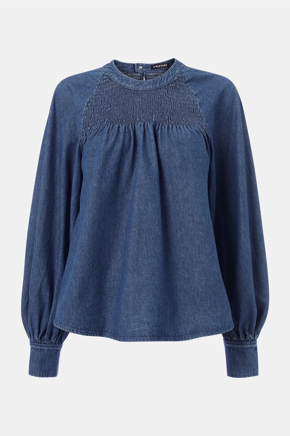 Smocked Denim Blouse