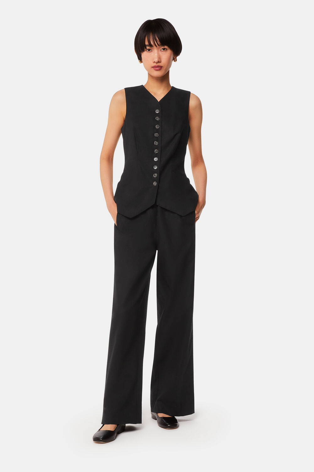Black Lindsey Linen Blend Pants&nbsp;