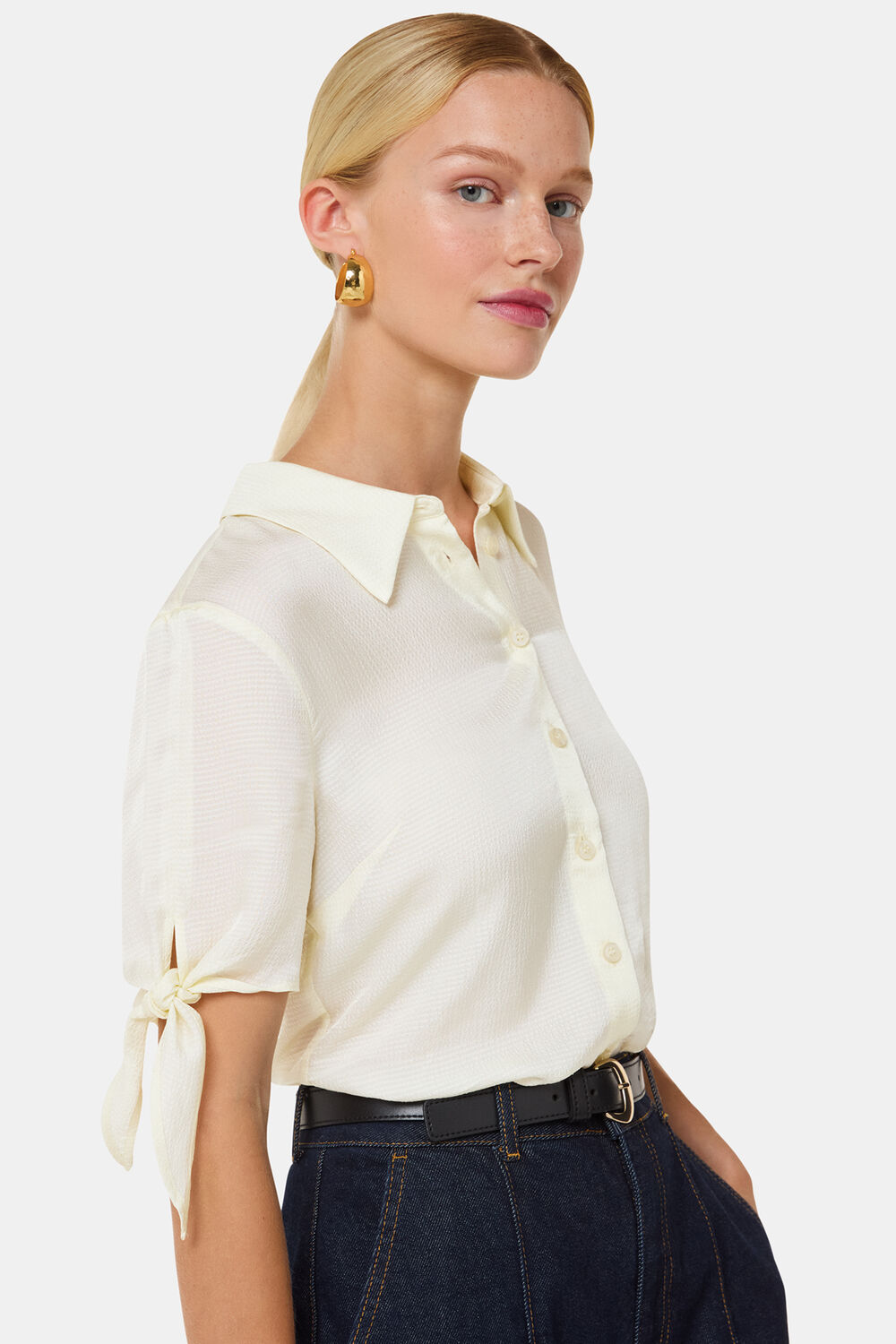Ivory Lyla Bow Sleeve Shirt