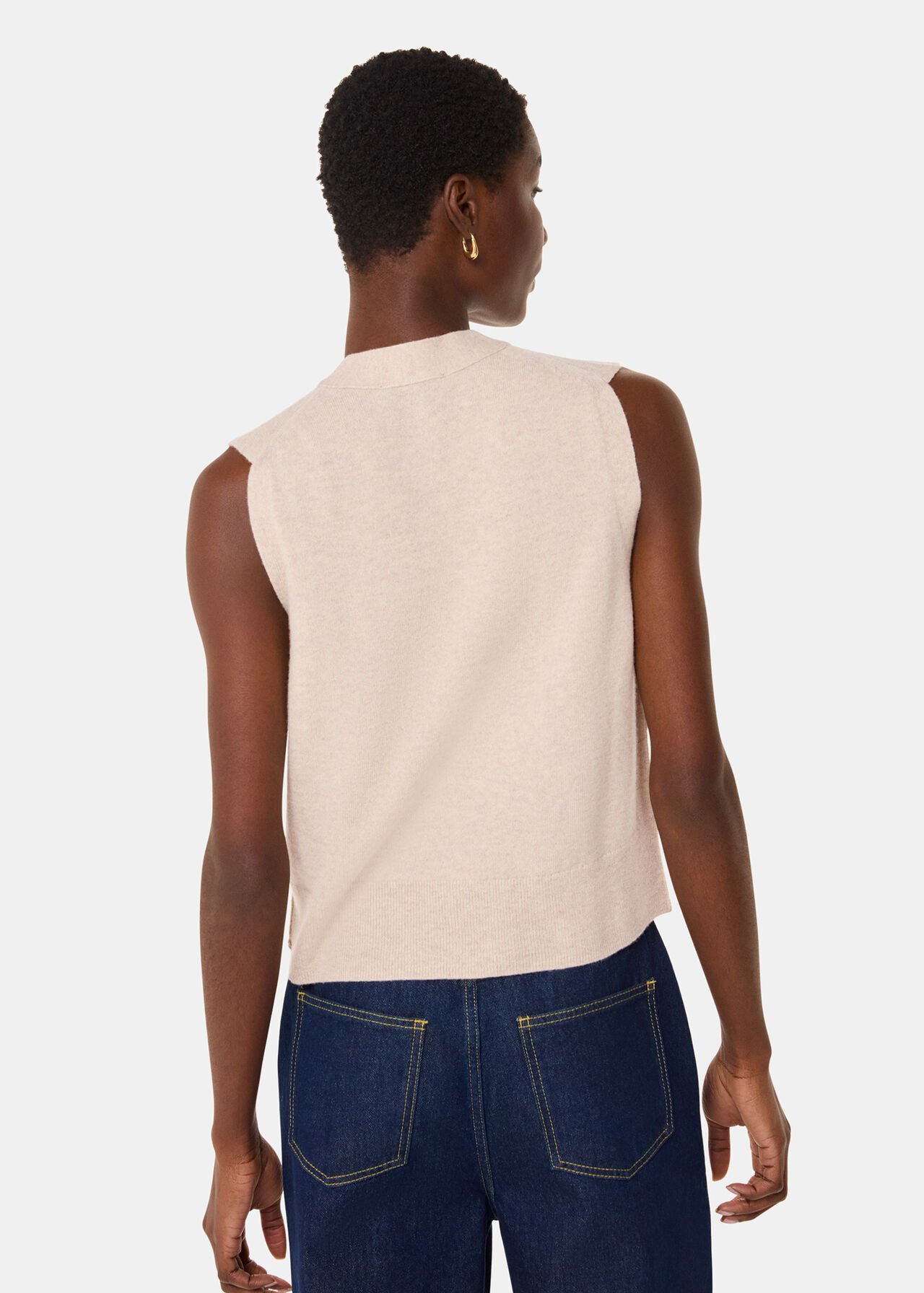 Wool V Neck Button Front Tank
