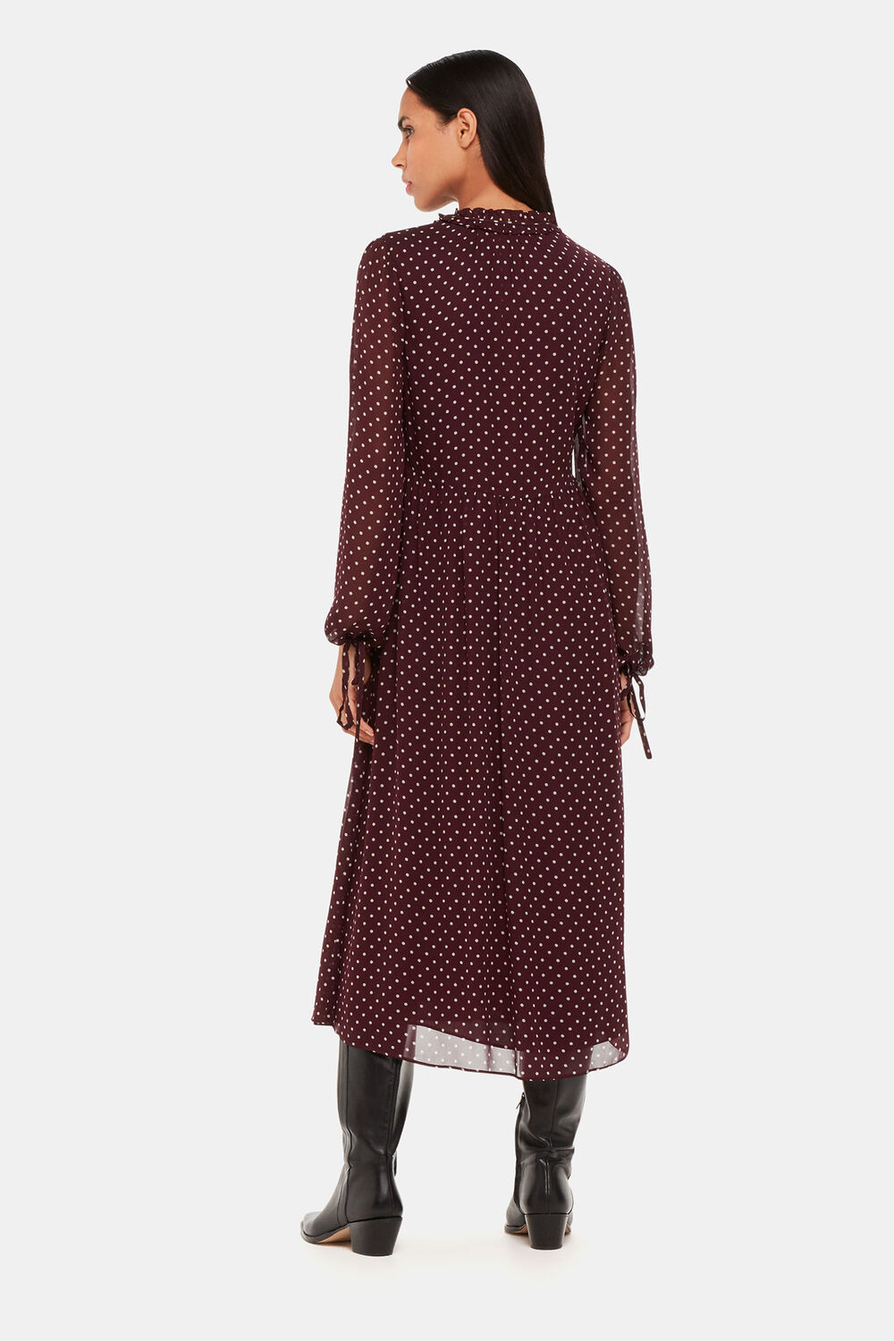 Spot Print Trapeze Midi Dress