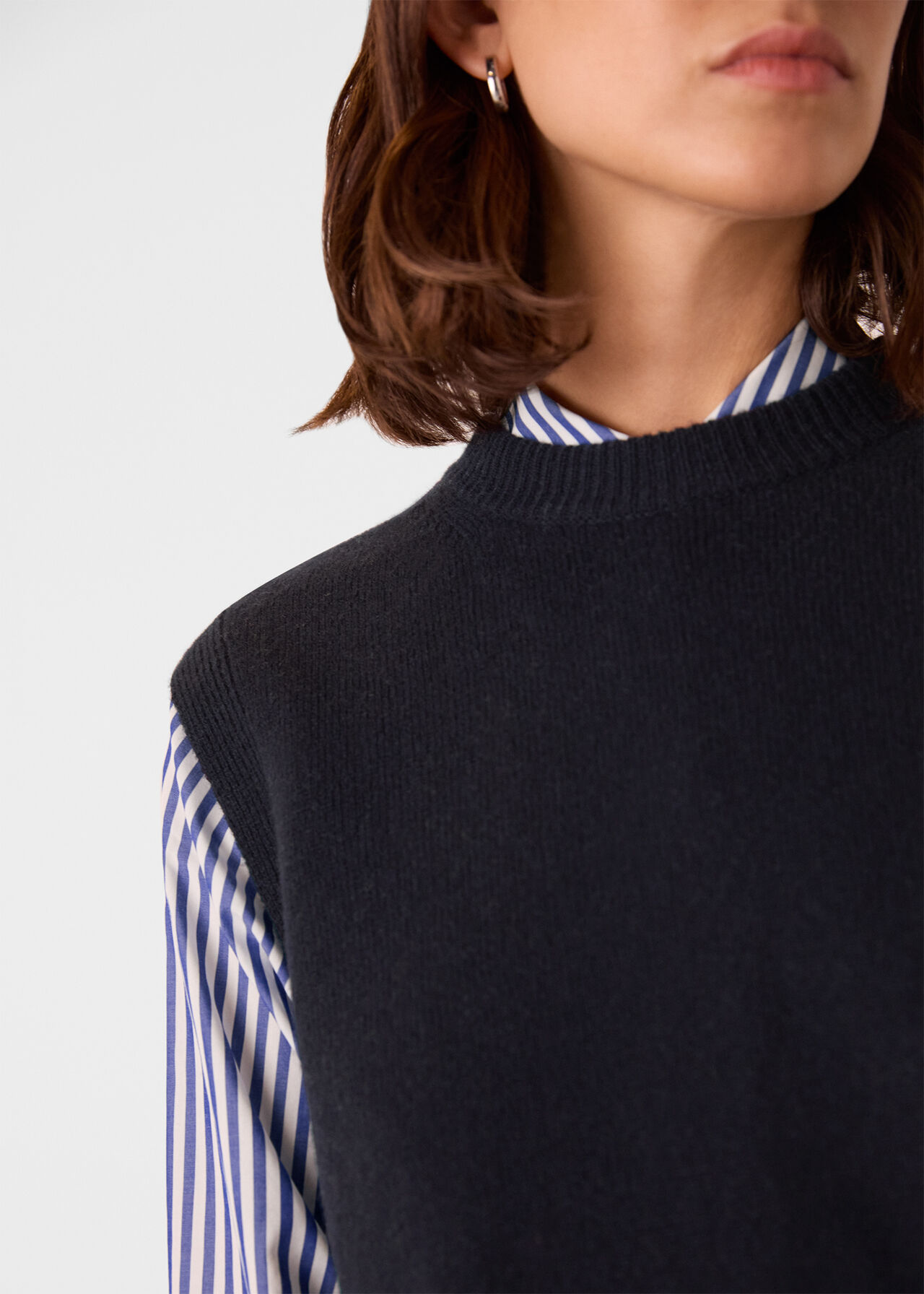 Navy Wool Sleeveless Tank WHISTLES