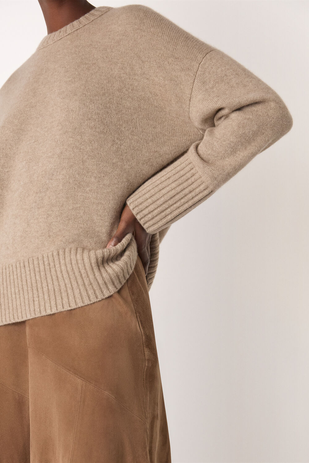 Neutral Heavy Cashmere Crew Neck Knit