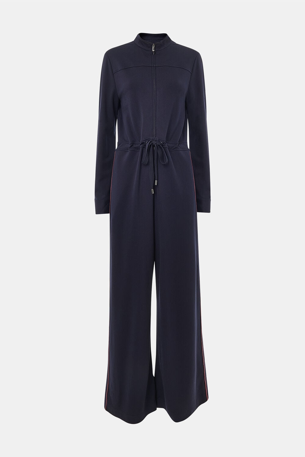 Navy Ponte Side Stripe Jumpsuit