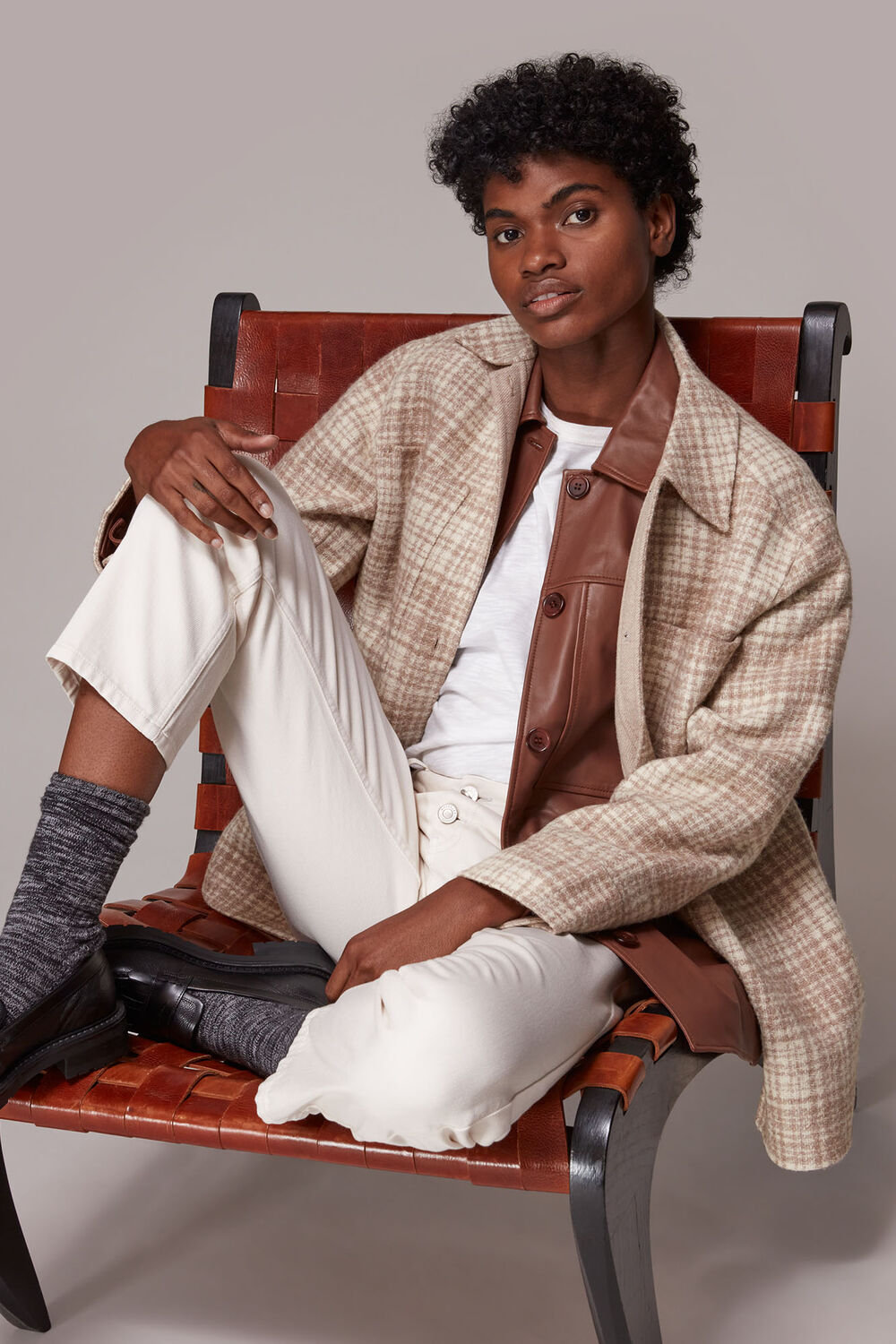 Grey Classic Wool Checked Overshirt