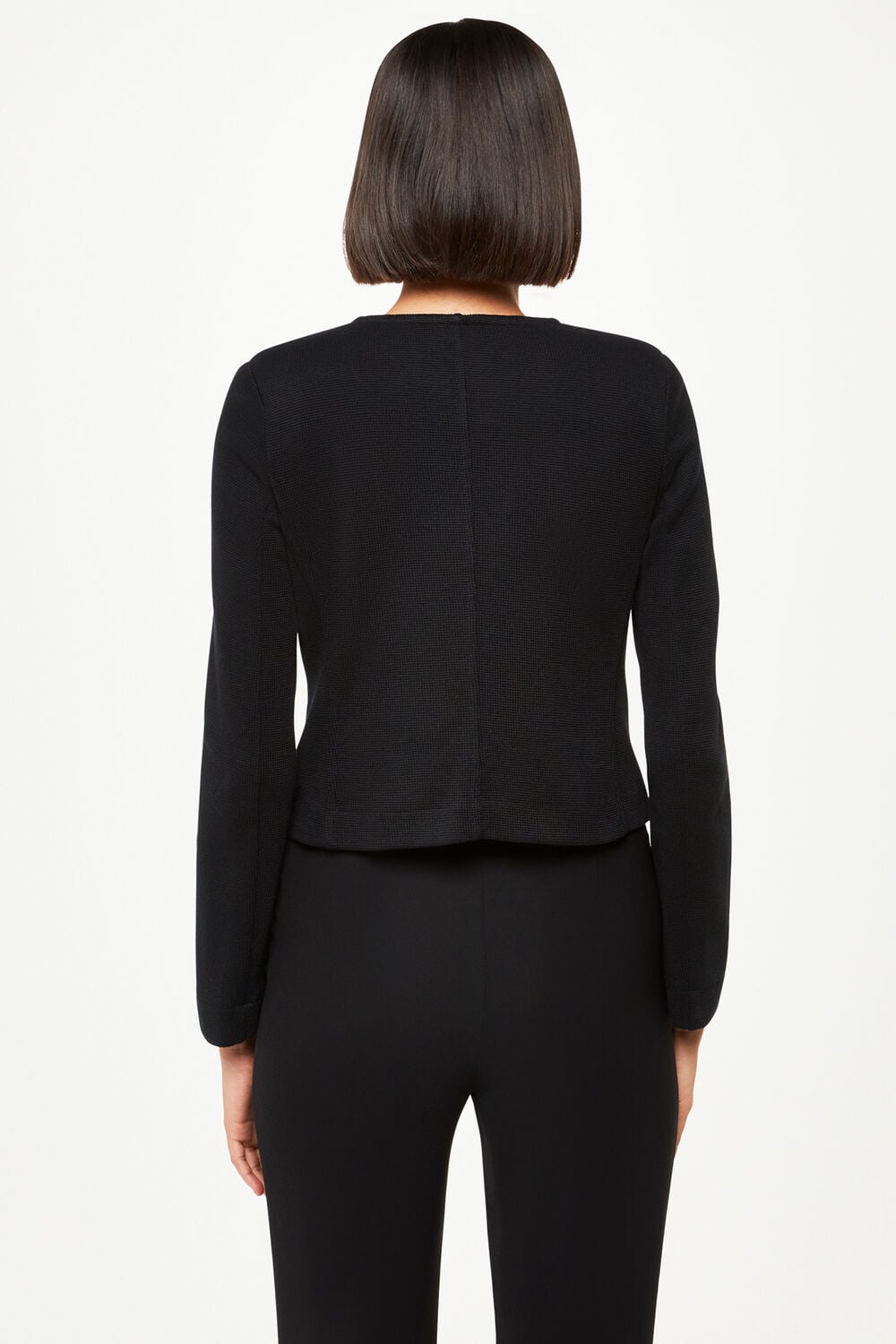 Black Collarless Jersey Jacket